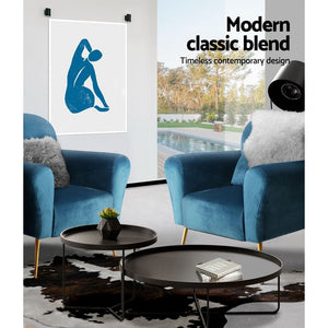 Vintage Classic Styled Navy Velvet Arm Chair