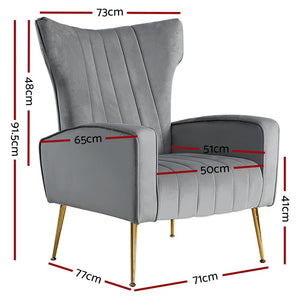 Grey Velvet Armchair Lounge