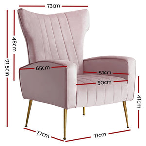 Pink Vintage Velvet Arm Chair