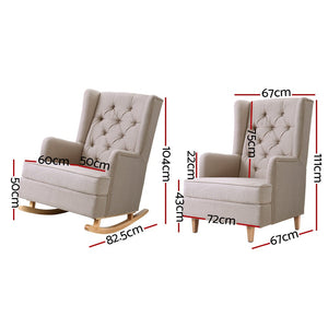 Beige Recliner Rocking Armchair
