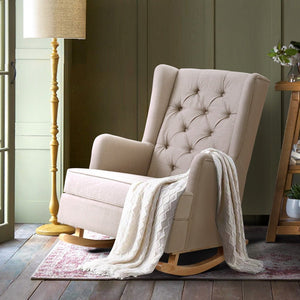 Beige Recliner Rocking Armchair