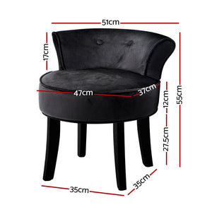 Black Velvet Makeup / Bedroom Vanity Stool