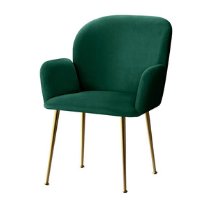 Artiss Set of 2 Kynsee Dining Chair Armchair Cafe Chair Upholstered Velvet Green
