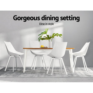 Artiss Set of 2 Lylette Dining Chairs Cafe Chairs PU Leather Padded Seat White