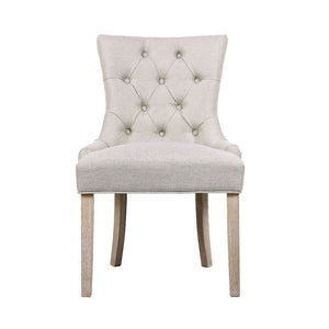Beige French Provincial Wooden Fabric Chairs - 2 Pack