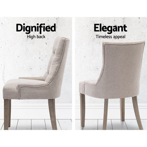 Beige French Provincial Wooden Fabric Chairs - 2 Pack