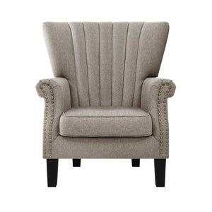 Single Beige Fabric Armchair