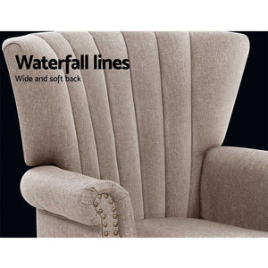 Single Beige Fabric Armchair