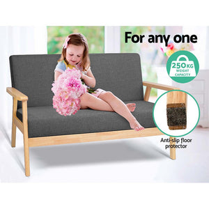 Grey 2 Seater Fabric Sofa Chair With Arm Rests