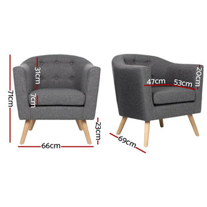 Grey Tub Fabric Arm Chair