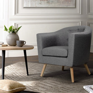 Grey Tub Fabric Arm Chair
