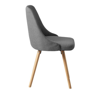 Grey Fabric Dining Chairs With Beech Timber Legs - Twin Pack