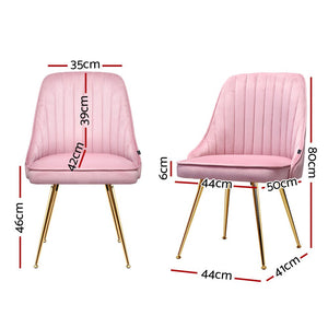 Pink Retro Velvet Dining Chairs - Twin Pack