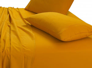 100% Egyptian Cotton 500TC Mustard King Single Bed Sheets Set