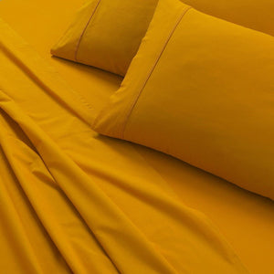 100% Egyptian Cotton 500TC Mustard King Single Bed Sheets Set