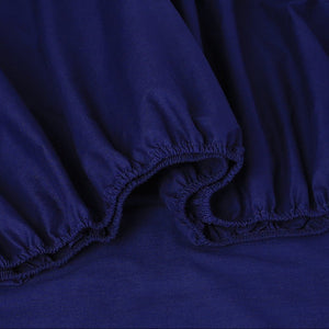 100% Egyptian Cotton Bed Sheets Set | 500TC | Navy Blue | Mega Queen 50cm Deep