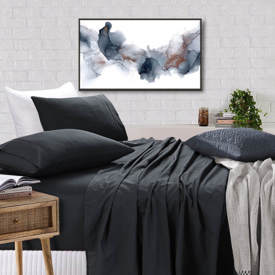 Queen Bed Sheets Set | 100% Egyptian Cotton | 500TC | Charcoal