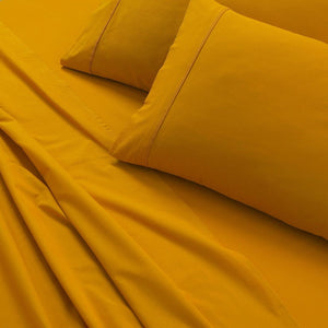 100% Egyptian Cotton 500TC Mustard Single Bed Sheets Set -