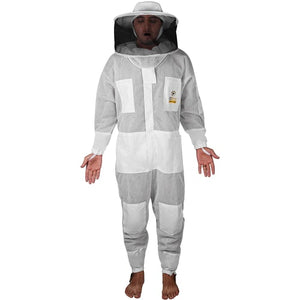 OZBee Premium Full Suit 3 Layer Mesh Ultra Cool Ventilated Round Head Beekeeping Protective Gear Size 3XL