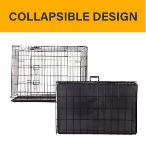 4Paws Foldable Pet Crate | 36" Metal Cage | Portable and Black