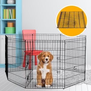 4Paws 8 Panel Playpen | Puppy Exercise Fence Cage | Black | All Sizes Available