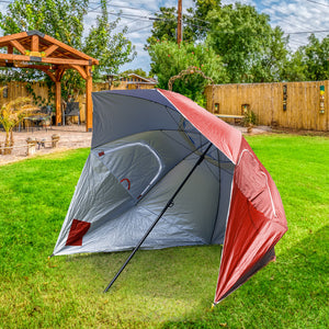 Havana Outdoors Beach Umbrella - 2.4M Portable Shade Shelter | Red