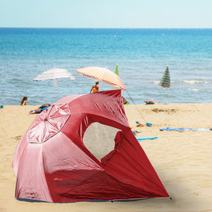 Havana Outdoors Beach Umbrella - 2.4M Portable Shade Shelter | Red