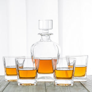 Oval Whiskey Decanter Bottle Set | Novare Whiskey Glasses