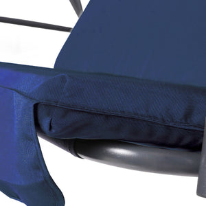 Outdoor Swing Bench Seat With Dark Blue Cover / Awning