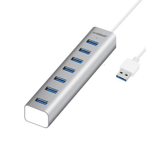Mbeat 7-Port USB Hub | 3.0 | 2.0/1.1 | Aluminium Slim Design | Fast Data Speeds (5Gbps) | Power Delivery for PC and MAC