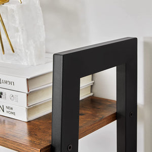 Rustic Brown And Steel Metal Frame 4 Tier bookshelf