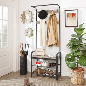 Black Steel Freestanding Coat Rack Stand - 1.83m