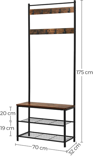 Rustic Brown Coat Rack Stand - 175 cm