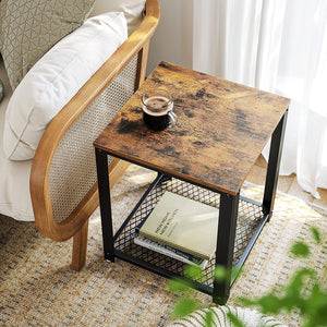 2-Tier Side Table / Beside Table With Mesh Bottom