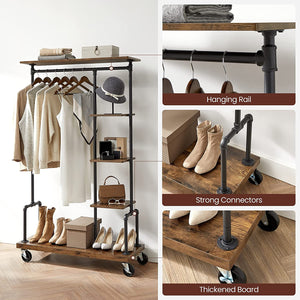 Clothing Garment 5 Tier Rack With Wheels