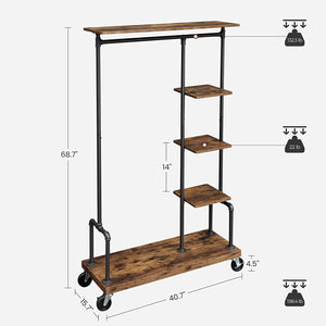 Clothing Garment 5 Tier Rack With Wheels