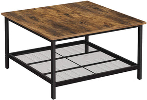 Coffee Table With Steel Frame And Under Mesh Storage