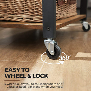 3-Tier Serving Cart With Metal Frames & Hooks