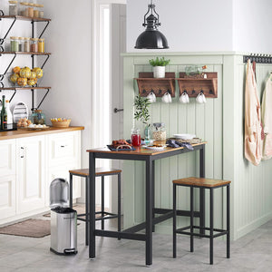 Rustic Brown Square Bar Stools - 2 Pack