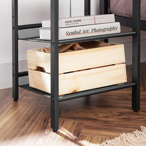 Industrial Styled Bedside Tables With Adjustable Mesh Shelves - 2 Pack