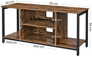 Open Rustic Brown Industrial TV Console Unit