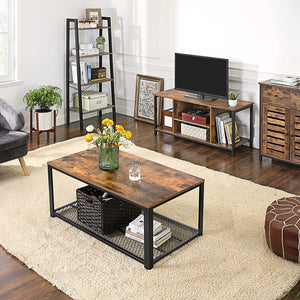 Open Rustic Brown Industrial TV Console Unit