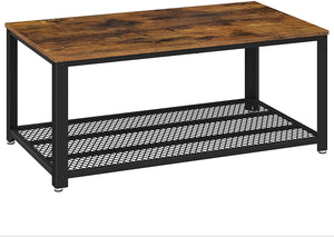 Rustic Coffee Table With Metal Frame