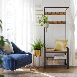 Vintage Coat Rack Shoe Bench