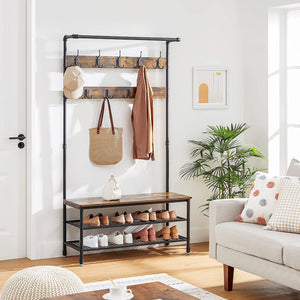 Industrial Coat Rack Stand With 9 Hooks