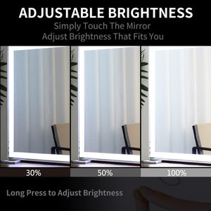 Large Hollywood Makeup Mirror 3 Modes Lighted and Smart Touch Control (92 x 68 cm)