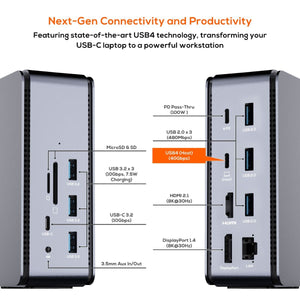 mbeat 14-in-1 USB4 Docking Station | 8K Video | 40Gbps Data | Space Grey