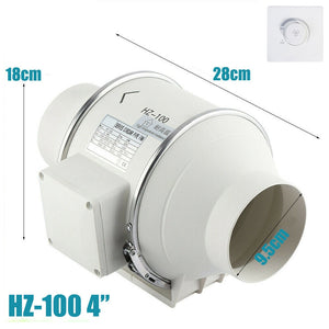 4-Inch Extractor Fan - Hydroponic Inline Exhaust Vent - Industrial