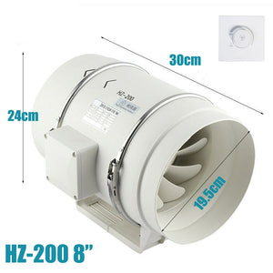 8-Inch Extractor Fan - Hydroponic Inline Exhaust Vent - Industrial