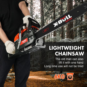 X-BULL 62cc Petrol Chainsaw - 20" Bar, E-Start, Top Handle